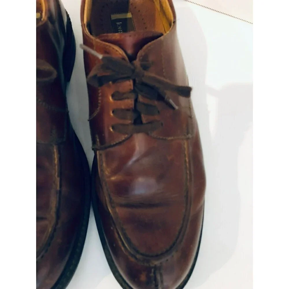 Johnston & Murphy Mens Size 10.5 Shoes Oxford Brown Lace Up Leather Italy